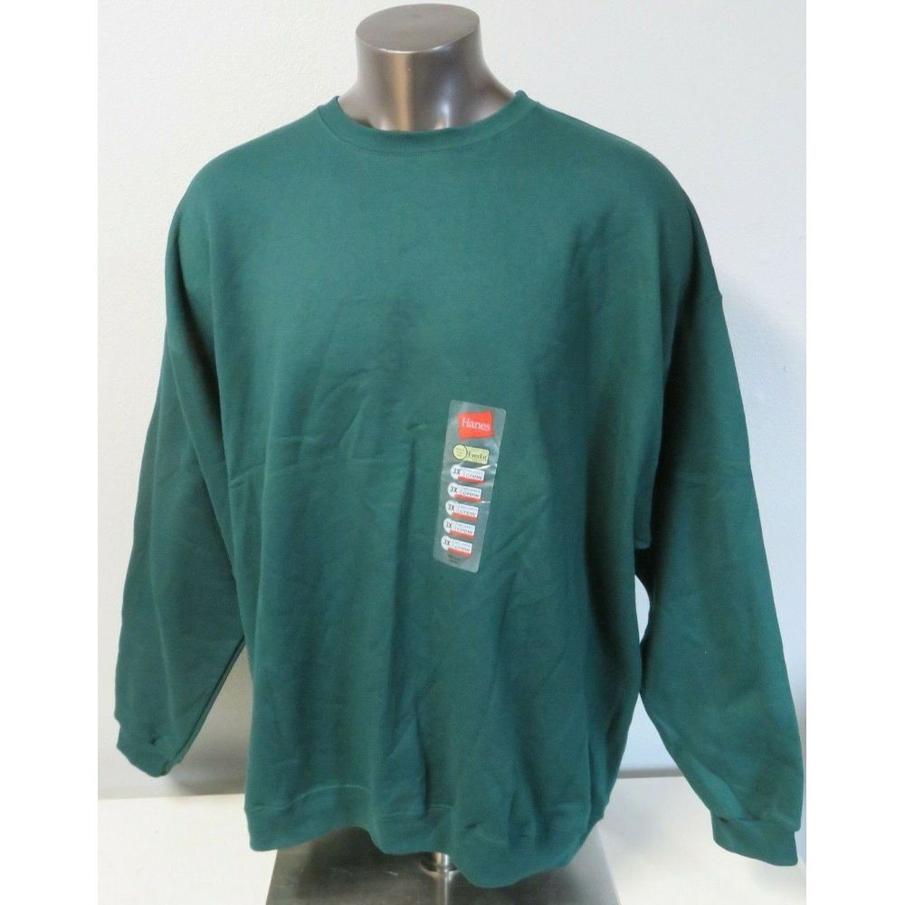 Mens HANES Long Sleeve Crewneck Size 3X Vintage Green Long Sleeve NWT‎ 50/50